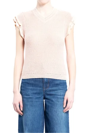 Chloé Strik, Dame, Lyserød, M, Uld, Uldstrik V-hals Top