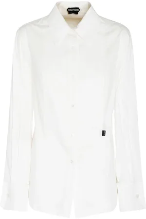 Tom Ford Bluser & Skjorter, Dame, Hvid, 2XS, Bomuld, Hvid Bomuldsblandings Skjorte