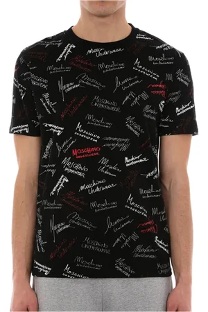 Moschino Top, Herre, Sort, XL, Bomuld, Underbear Logo Allover Bomuld Sort