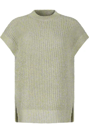 Calvin Klein Strik, Dame, Grøn, XS, Multifarvet Ærmeløs Strikbluse