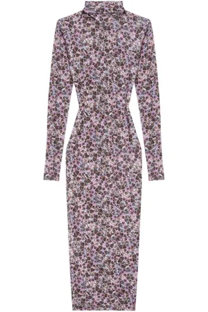 Isabel Marant Kjole, Dame, Lilla, XS, Uld, Grafisk Print Midi Kjole