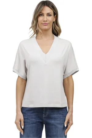 Gran Sasso Strik, Dame, , S, V-hals lurex trim top