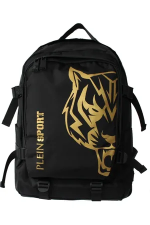 Philipp Plein Taske, Herre, Sort, ONE SIZE, Sort rygsæk med gyldne detaljer