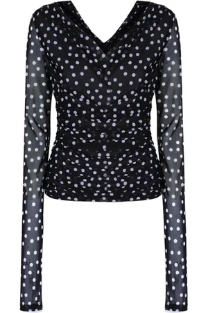 Dolce & Gabbana Top, Dame, Sort, XS, Uld, Polkaprikker Off-Shoulder Top
