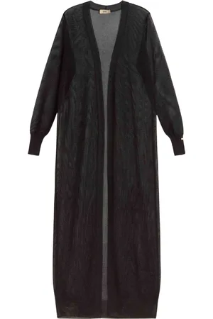 HERNO Strik, Dame, Sort, M, Elegant Lang Let Cardigan