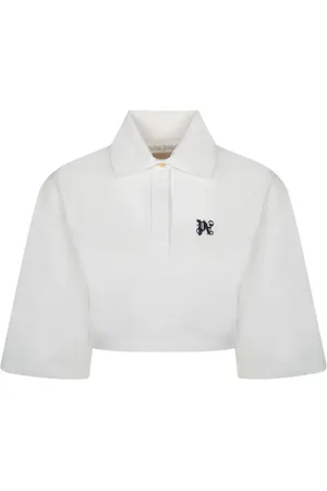 Palm Angels Top, Dame, Hvid, XS, Bomuld, Hvid Kort Polo Skjorte