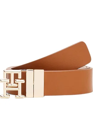 Tommy Hilfiger Tilbehør, Dame, Brun, 90 CM, Læder, Omvendt læderbælte med TH-monogram