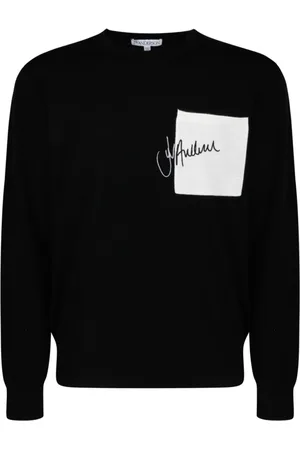 J.W.Anderson Strik, Herre, Sort, S, Uld, Sort Logo Broderet Trøje
