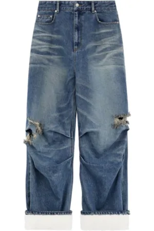 We11 Done Jeans, Dame, Blå, S, Denim, Klassiske Denim Jeans med Ben Tårer