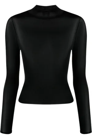 Courrèges Top, Dame, Sort, M, Uld, Sort Mockneck 2nd Skin Top