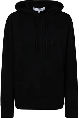J.W.Anderson Sweathshirts & Hoodies, Dame, Sort, XS, Bomuld, Sort Logo Broderet Hættetrøje