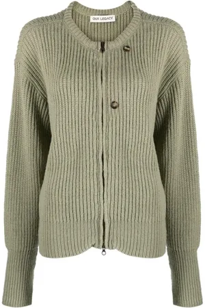OUR LEGACY Strik, Dame, Grøn, XS, Grøn Zip Wrap Cardigan Sweater
