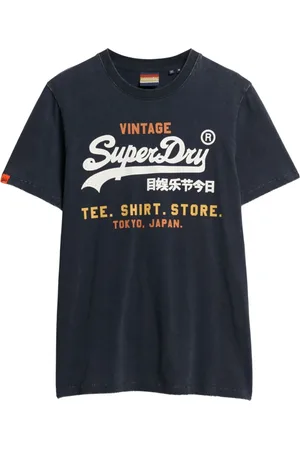 Superdry Top, Herre, Blå, M, Bomuld, Broderet Logo Afslappet Fit Tee Navy