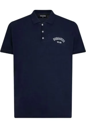 Dsquared2 Top, Herre, Blå, M, Bomuld, Navy Polo Shirt Logo Print