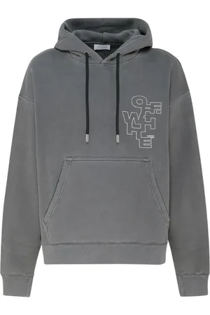OFF-WHITE Sweathshirts & Hoodies, Herre, Grå, 2XL, Bomuld, Sort Pile Hættetrøje Jersey Tekstur