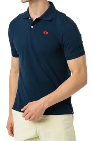 La Martina Top, Herre, Blå, XL, Bomuld, Klassisk Pique Polo Skjorte Blå Mænd