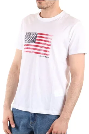 U.S. Polo Assn. Top, Herre, Hvid, 2XL, Bomuld, Letvægts bomuld USA Flag T-shirt