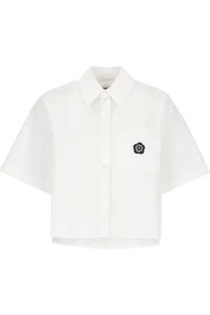 Kenzo Bluser & Skjorter, Dame, Hvid, S, Bomuld, Hvid Bomuldsskjorte med Krave
