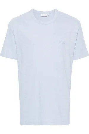 Calvin Klein Top, Herre, Blå, L, Bomuld, Bomuld Linned T-Shirt Lyseblå