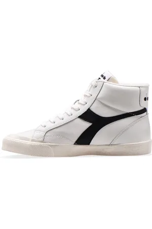 Diadora Sko, Herre, Hvid, 44 EU, Læder, Vintage High Top Sneakers Hvid Læder