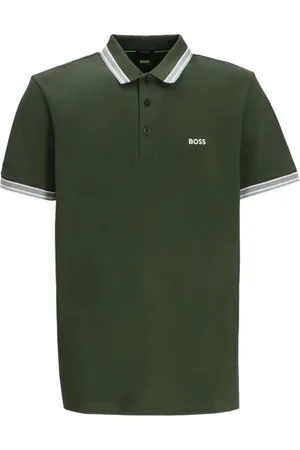 HUGO BOSS Top, Herre, Grøn, L, Klassisk Grøn Sweater med Korte Ærmer
