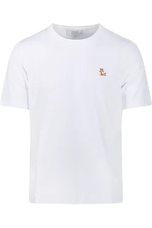 Maison Kitsuné Top, Herre, Hvid, M, Bomuld, Chillax Fox Patch Regular T-shirt