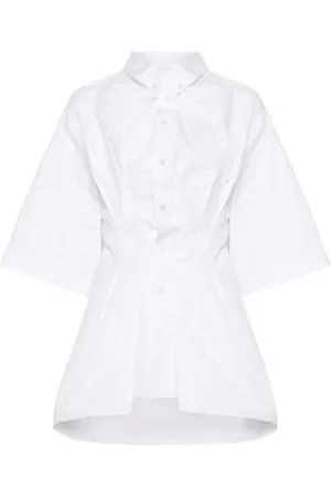 Maison Margiela Bluser & Skjorter, Dame, Hvid, XS, Bomuld, Hvid Oversized Skjorte med Krøllet Effekt