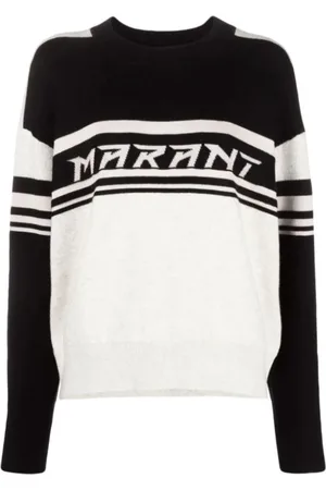 Isabel Marant Strik, Dame, Flerfarvet, XS, Sort Pullover Rund Hals Sweater