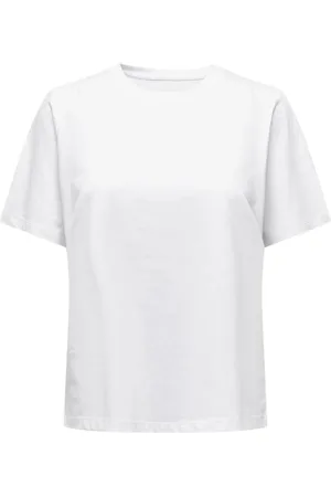 ONLY Top, Dame, Hvid, M, Bomuld, Hvid Crew Neck Tee