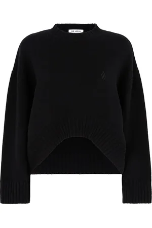 The Attico Strik, Dame, Sort, XS, Uld, Sort Logo Broderet Oversized Sweater