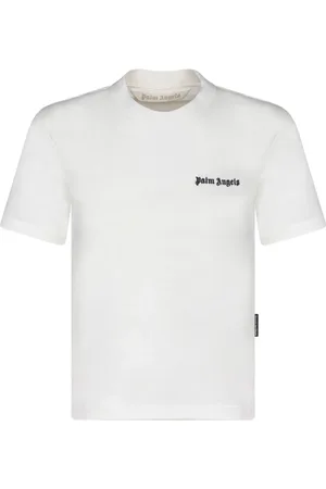 Palm Angels Top, Dame, Hvid, XS, Bomuld, Hvid tilpasset T-shirt med broderet logo