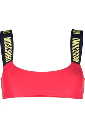 Moschino Badetøj, Dame, Rød, XL, Rød Logo Print Bikini Top