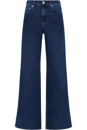 7 for all Mankind Jeans, Dame, Blå, W28, Bomuld, Bredde Jeans - Højtaljede, Løstsiddende
