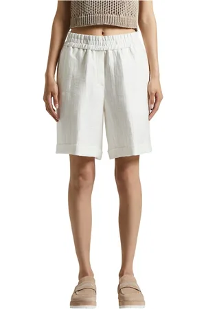 PESERICO SIGN Shorts, Dame, Hvid, 2XS, Bermuda shorts i teknisk hør gabardin