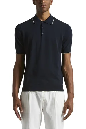 PESERICO SIGN Strik, Herre, Blå, XS, Bomuld, Ren bomuld polo shirt