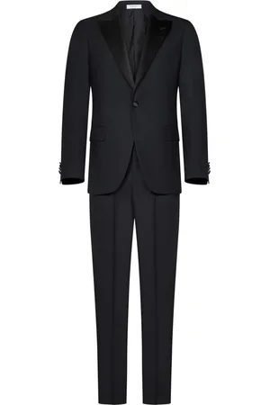 Boglioli Jakkesæt, Herre, Blå, 2XL, Uld, Elegant Sort Habit Enkelt-Radet Blazer
