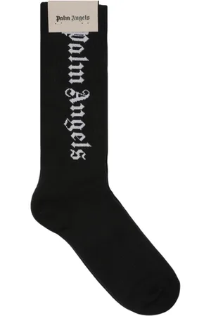 Palm Angels Undertøj, Herre, Sort, M, Bomuld, Sort Logo Intarsia Sokker Undertøj