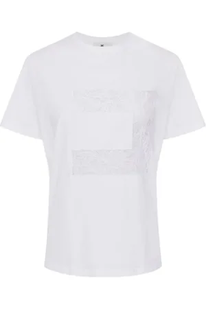 Elisabetta Franchi Top, Dame, Hvid, XS, Bomuld, Bomuld Blandings T-Shirt