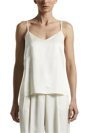 PESERICO SIGN Top, Dame, Hvid, L, Satin, Ren viskose satin top