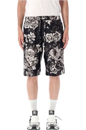 Dolce & Gabbana Shorts, Herre, Sort, L, Sort Fiori Silke Blomstermønster Shorts