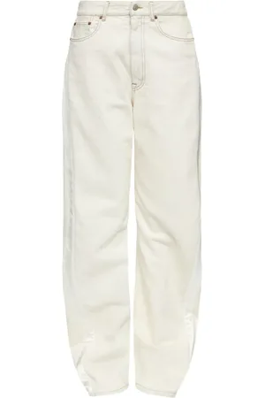 Maison Margiela Jeans, Dame, , W28, Uld, Hvide Jeans Bianco Ss25 Stilfuldt Fit