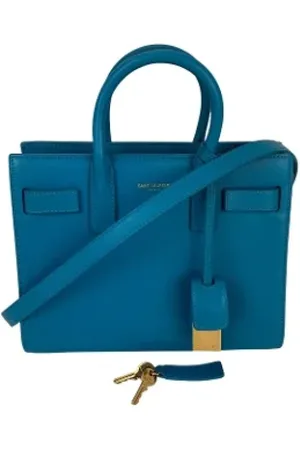 Saint Laurent Pre-owned, Dame, Blå, ONE SIZE, Uld, Pre-owned Laeder hndtasker