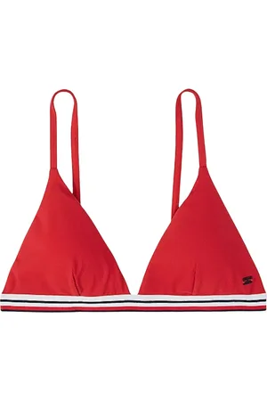 Tommy Hilfiger Badetøj, Dame, Rød, XS, Nylon, Trekantet Bikini Top med Aftagelig Polstring