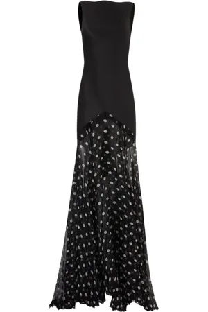 Nina Ricci Kjole, Dame, Sort, XS, Satin, Polkaprikker Havfrue Halter Maxi Kjole