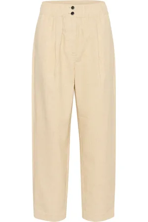 Saint Tropez Bukser, Dame, , XL, Elegant Cropped Bukser Irish Cream Melange