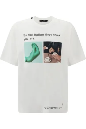 Dolce & Gabbana Top, Herre, Hvid, S, Bomuld, Monokrom Bogstavtryk Bomuld T-shirt