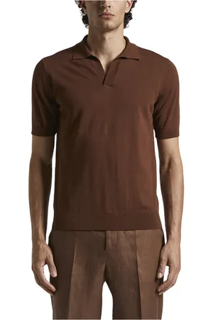 PESERICO SIGN Strik, Herre, Brun, 2XL, Bomuld, Ren bomuld polo shirt