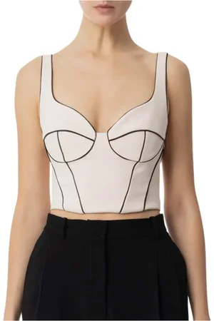 Elisabetta Franchi Top, Dame, Hvid, XL, Satin, Top med hjerteformet udskæring