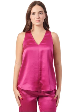 Armani Exchange Top, Dame, Lyserød, XL, Satin, V-hals Satintop