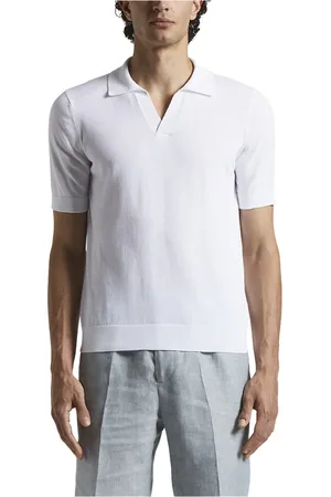PESERICO SIGN Strik, Herre, Hvid, M, Bomuld, Ren bomuld polo shirt